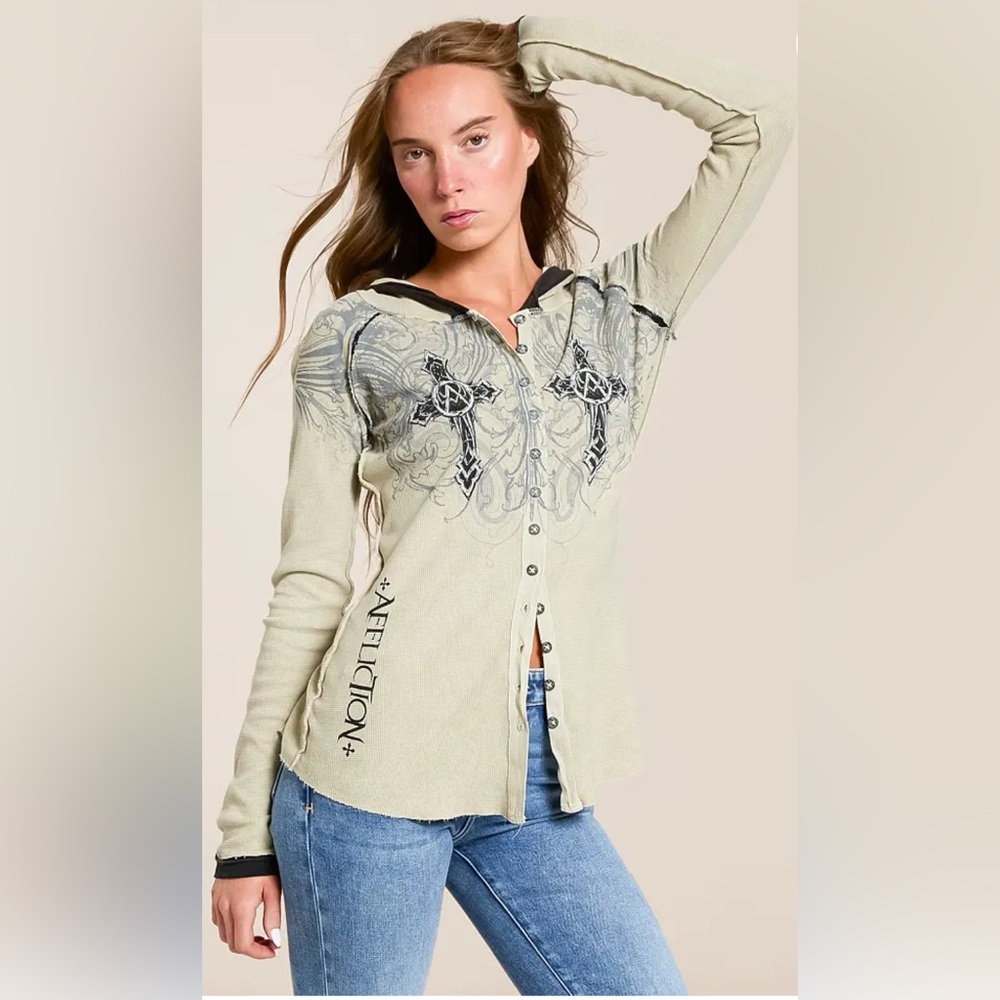 Winged Dagger Hooded Thermal Shirt By Affliction